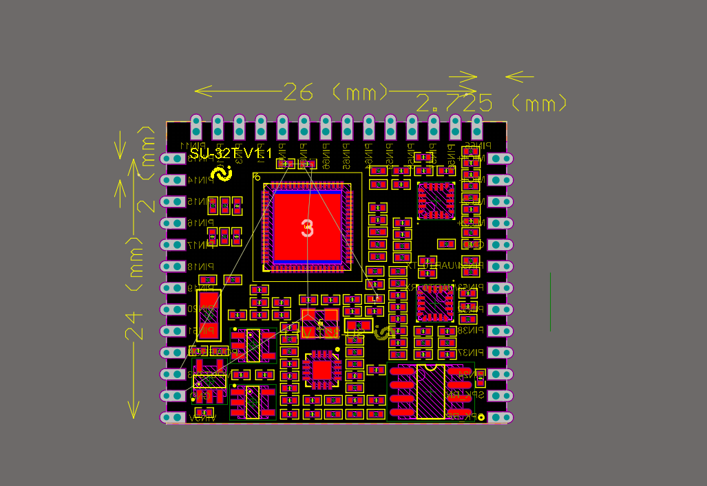 SU-32T V1.1模块PCB布局图