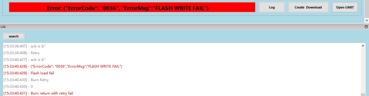 FLASH写入失败错误0036