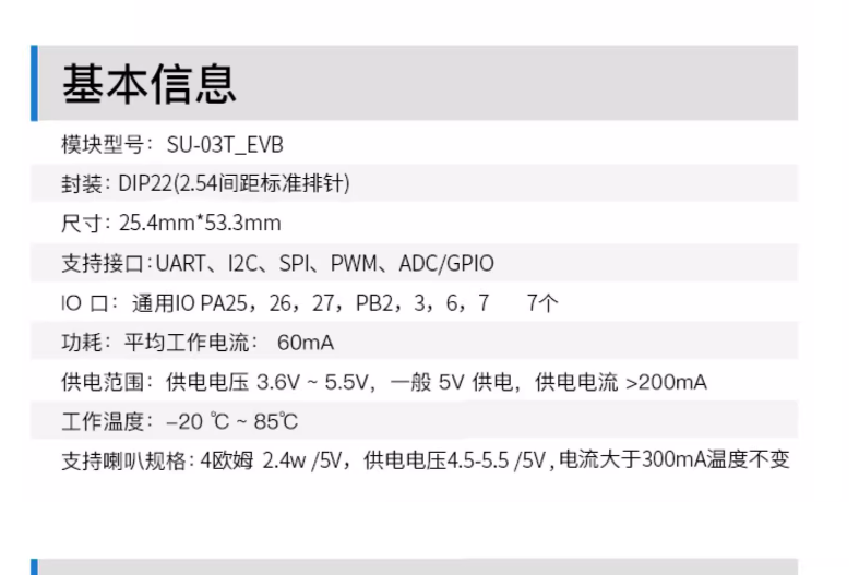 SU-03T_EVB参数规格