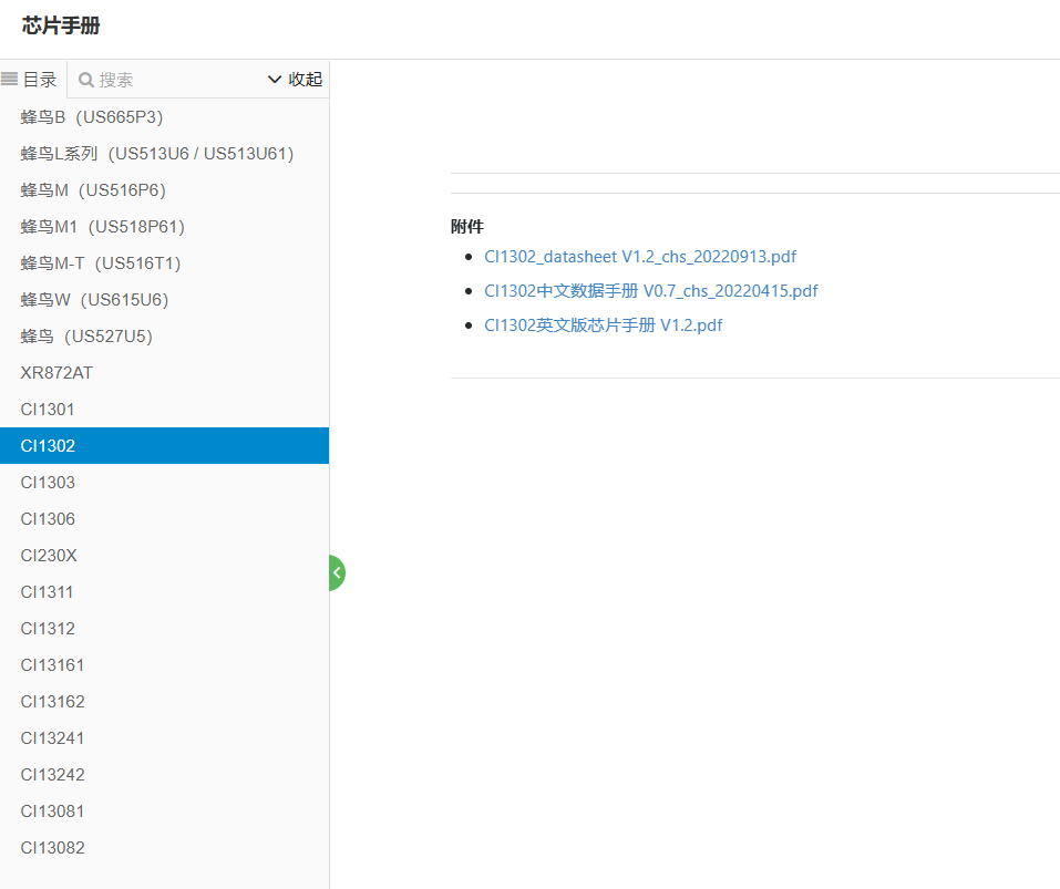 CI1302芯片资料页面