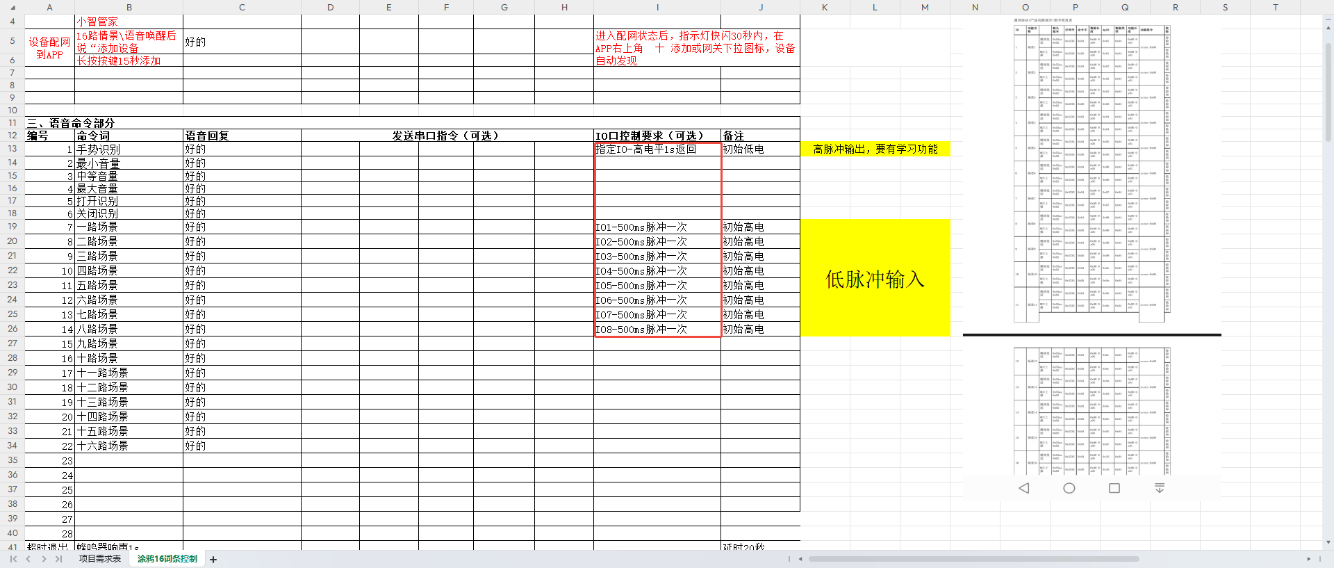 语音命令需求表